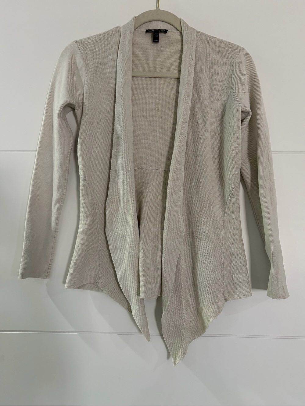 Eileen Fisher Open Cardigan, Women’s Ivory XXS Silk / Organic Cotton Top